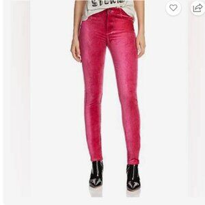Paige Hoxton High Rise Skinny Velvet Jean Hot Pink